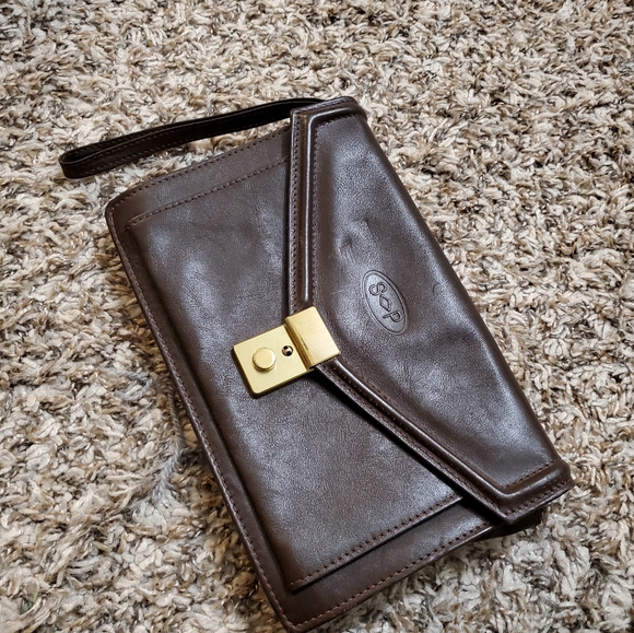 Mens Leather Wrist Bag Vintage Bag Dark Brown Leather. Vintage great conditio